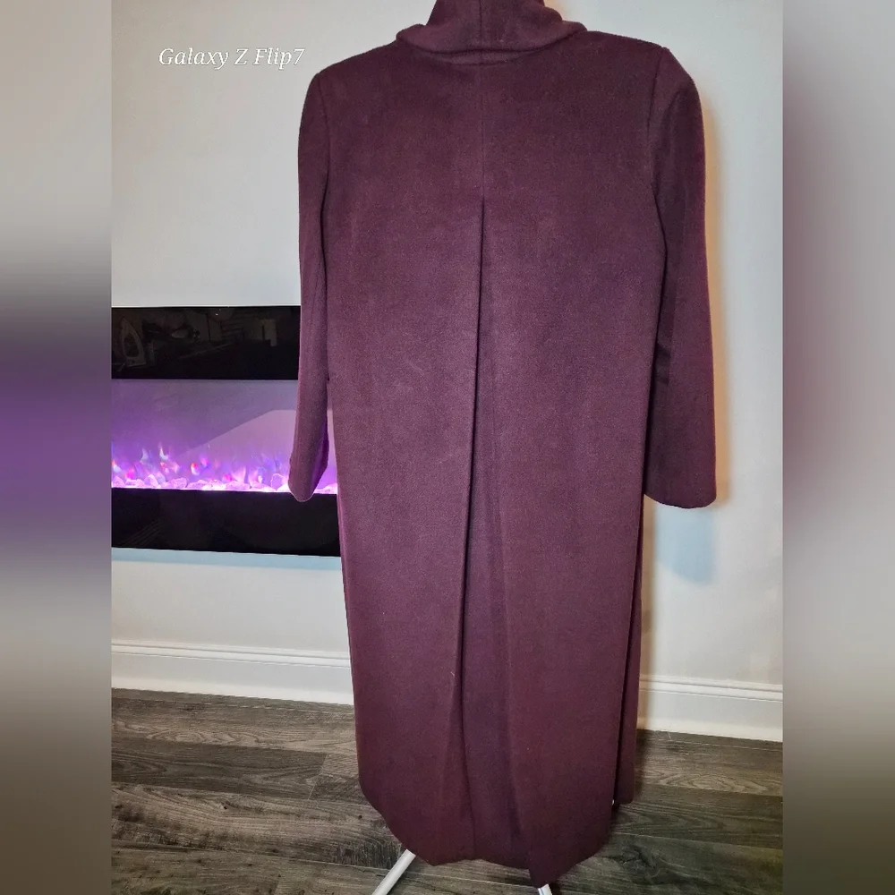 ​Peruvian Connection Burgundy Alpaca Wool Blend Shawl Collar Maxi Coat - L - Picture 7 of 9